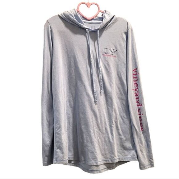 Vineyard Vines Hoodie Tee Shirt Blue Pink Long Sleeve Edgartown Lightweight XS - Picture 4 of 6